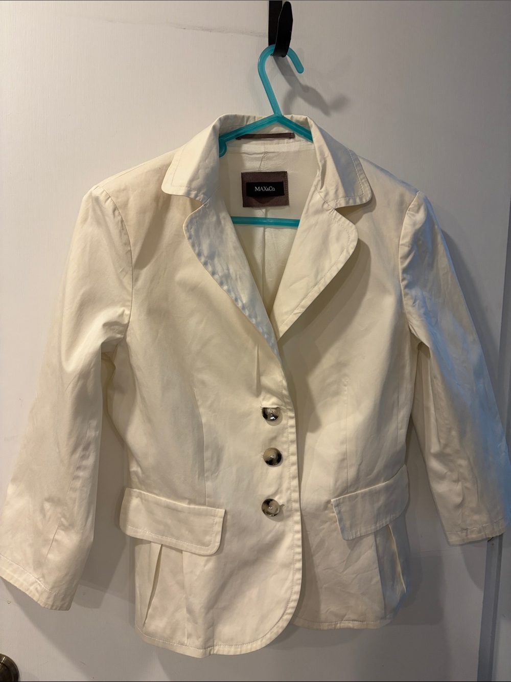 Max & Co Women's Cream Blazer Jacket size 8 3/4 sleeves